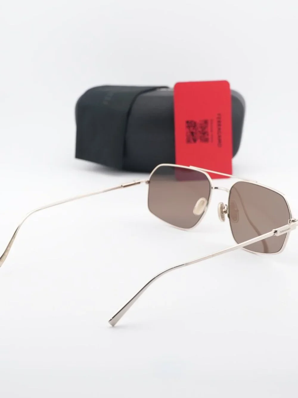 Salvatore Ferragamo SF313S 745 Aviator Sunglasses - Gold / Brown